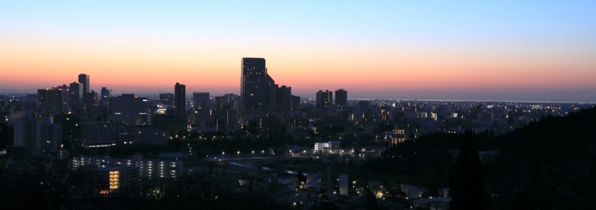 仙台の夜明けの風景